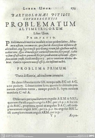 PROBLEMATUM ALTIMETRICORUM Liber Unus.