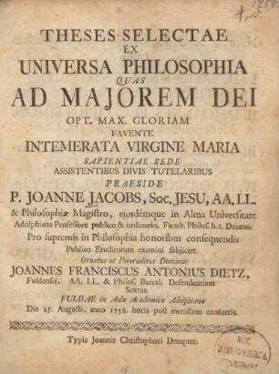 Theses selectae ex universa philosophia