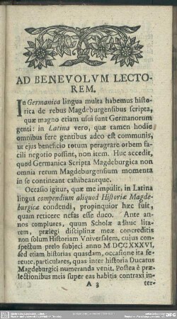 Ad Benevolum Lectorem