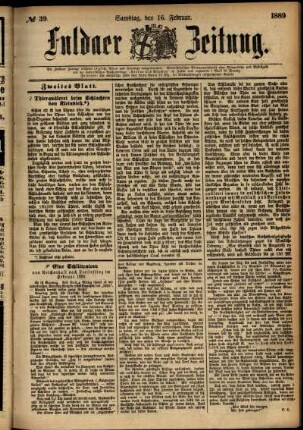 Zweite Ausgabe vom Samstag, den 16. Februar 1889.