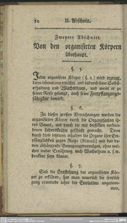 Zweyter Abschnitt. Von den organisirten Körpern überhaupt