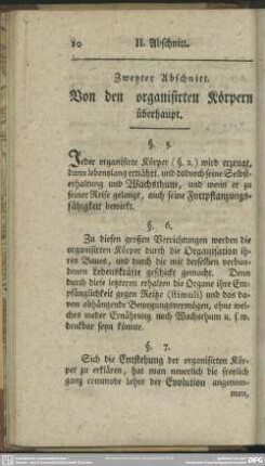 Zweyter Abschnitt. Von den organisirten Körpern überhaupt