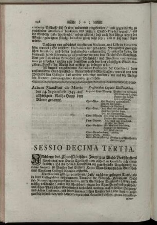 Sessio Decima Tertia.