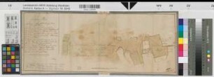 Haldem (Stemwede) Dielingen (Stemwede) Drohne (Stemwede) strittige Grenze zwischen der Haldemer und der Dielinger bzw. Drohner Mark 1786 100 rh. Ruten = 5,55 cm 20,5 x 53,5 kol. Zeichnung Friemel Spez.Verz. Markenkarten IV Nr. 7