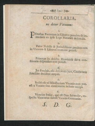 Corollaria, ne detur Vacuum: