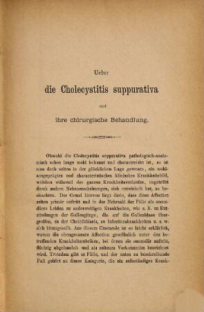 Ueber die Cholecystitis suppurativa und ihre chirurgische Behandlung : Inaug.-Diss.