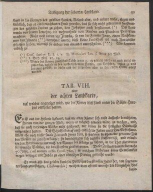 Tab. VIII. oder die achte Landkarte