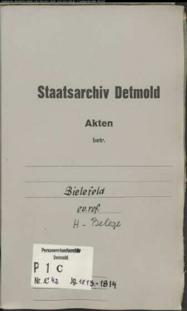 Belegakten zum Heiratsregister der evangelisch-reformierten Gemeinde Bielefeld (1813-1814)