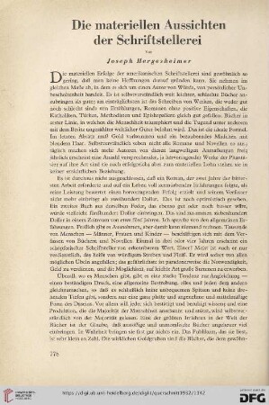 12: Die materiellen Aussichten der Schriftstellerei