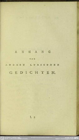 Anhang von andern Lyrischen Gedichten
