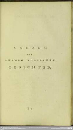 Anhang von andern Lyrischen Gedichten