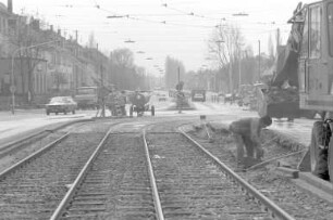 Bau der neuen Straßenbahnlinie "Südbahn" durch die Eckenerstraße
