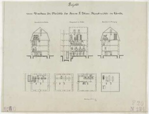 Technische Zeichnung : Projekt zum Umbau der Mühle des Herrn Ferdinand Thoss, Kesselmühle in Läwitz