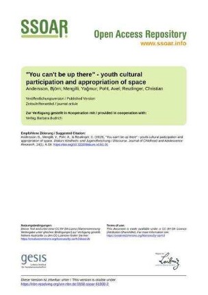 "You can't be up there" - youth cultural participation and appropriation of space
