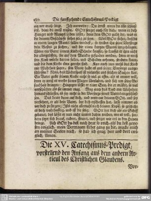 Die XV. Catechismus-Predigt, vorstellend den Anfang aus dem andern Articul des Christlichen Glaubens