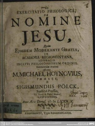 Exercitatio de nomine Jesu