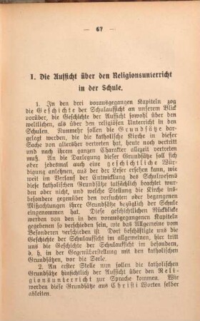 I. Die Aufsicht über den Religionsunterricht in der Schule.