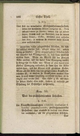 Kap. XII. [=XI.] Von den prädisponirenden Ursachen