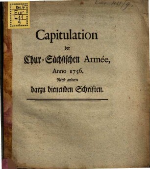 Capitulation der Chur-Sächschen Armee anno 1756
