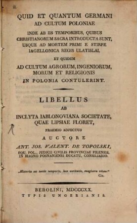 Quid et quantum Germani ad cultum Poloniae ... contulerint