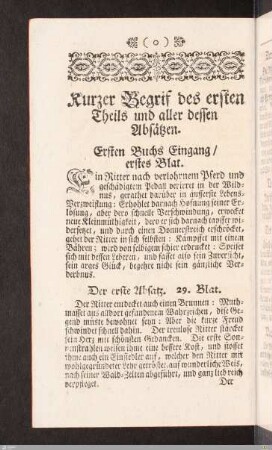 Kurzer Begrif des ersten Theils und aller dessen Absätzen.