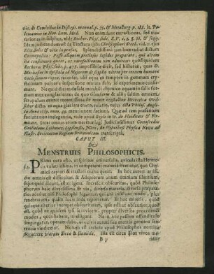 Caput III. De Menstruis Philosophicis.