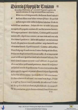Daretis Phrygij de Troiano Excidio Historia per Cornelium Nepotem e græco in latinum translata