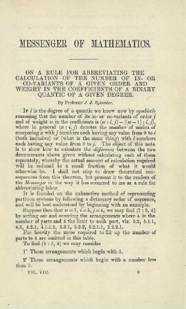 On a rule for abbreviating the calculation of the number of in- or co-variants of a given degree.