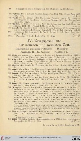 IV. Kriegsgeschichte der neueren und neuesten Zeit (Nr.389-941)