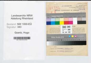 Entnazifizierung Hugo Goertz, geb. 25.01.1900 (Verw.Obersekretaer)