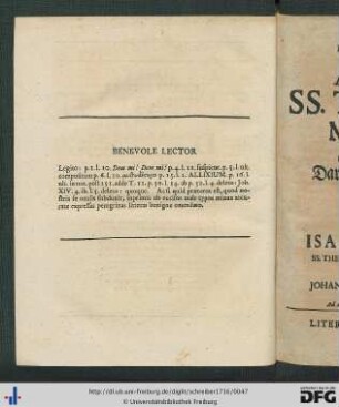 Benevole Lector.