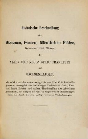 Oertliche Beschreibung der Stadt Frankfurt am Main, 2. Die Beschreibung der Altstadt und zwar des östlichen und nördlichen Theils der Oberstadt