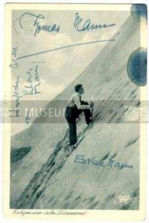 Handgeschriebene Postkarte von Thomas Mann mit Urlaubsgrüßen
