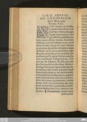De Exhaeredatione liberorum. Titulus. XIII.