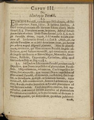 Caput III. De Αιτιολογια Paradisi.