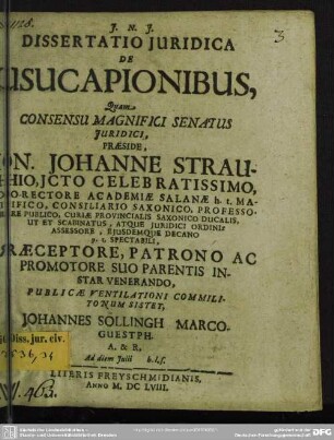 Dissertatio juridica de usucapionibus