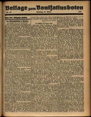 Zweite Ausgabe vom Sonntag, den 22. März 1931.