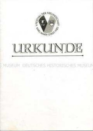 Urkunde "5. Festival der Freundschaft"