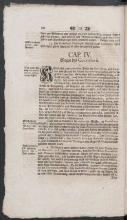 Cap. IV. Wegen des Convictorii