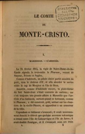 Le Comte de Monte Christo, 1