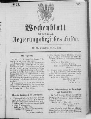 No. 24., Ausgabe vom 21. März 1868