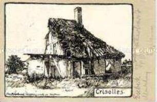 Ansicht eines zerstörten Bauernhauses in Frankreich