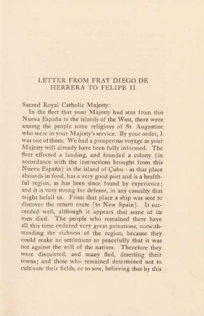 Letter from Fray Diego de Herrera to Felipe II