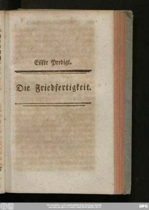 Eilfte Predigt. Die Friedfertigkeit.