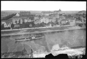 Meißen. Blick auf Meißen-Rechts - Elbe m. Dampfer Wettin