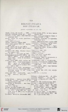 VIII. Religio ivdaica. Res ivdaicae