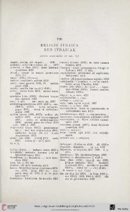 VIII. Religio ivdaica. Res ivdaicae