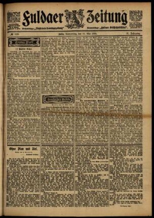 Erste Ausgabe vom Donnerstag, den 19. Mai 1904.