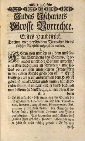 Große Vorrechte des unglückseligen Apostels Judas Ischariots