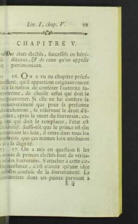 Chapitre V. Des états électifs, successifs ou héréditaires, & de ceux qu'on appelle patrimoniaux.